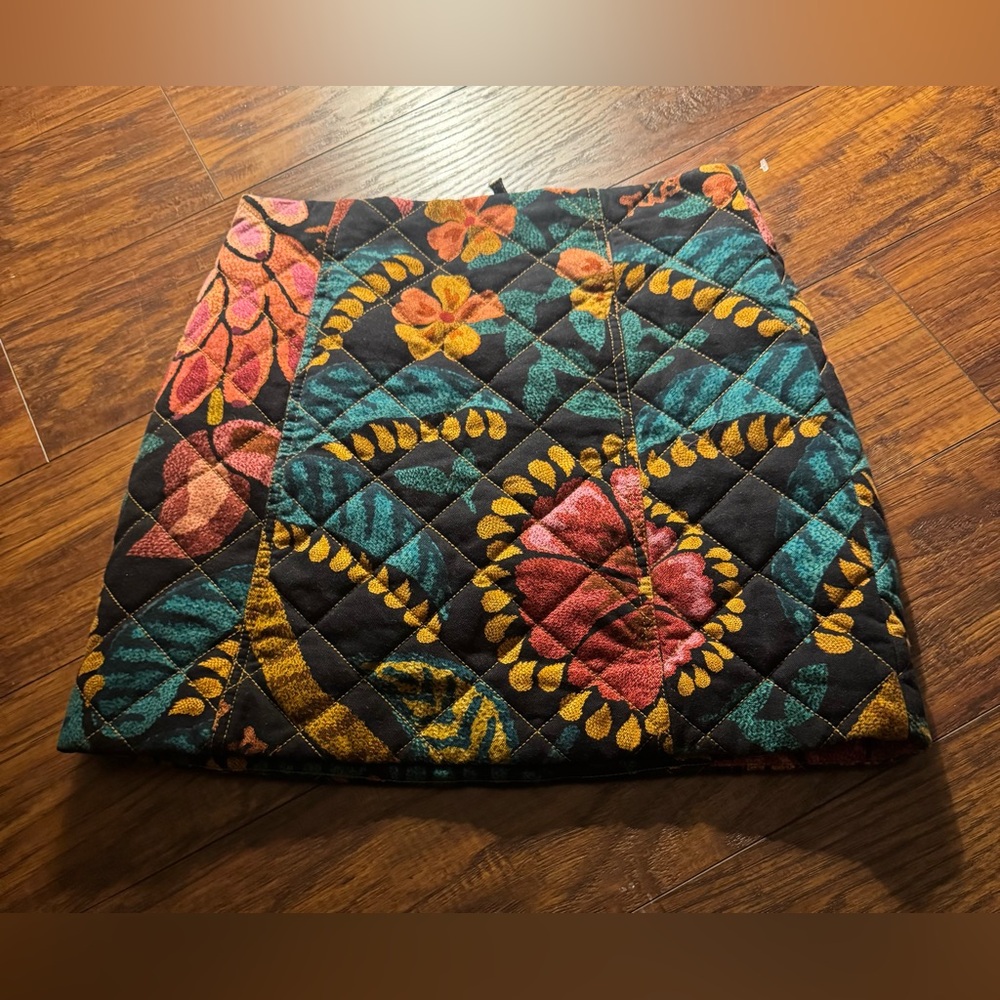 Farm Rio Brazil Floral Quilted Women Mini Luxury Skirt Zip Up Size Small